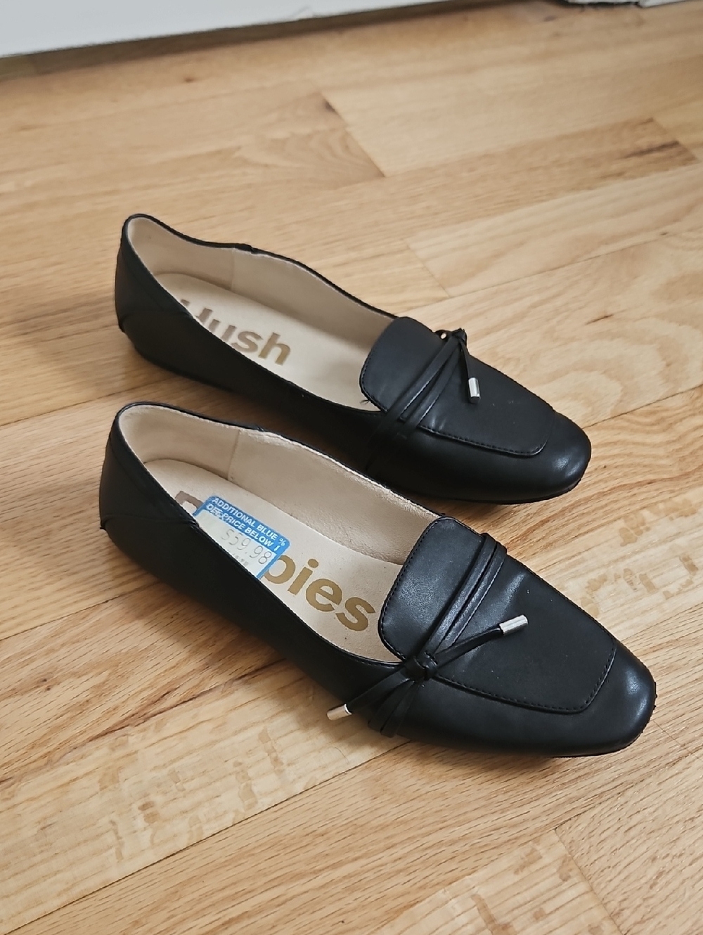 Hush Puppies Women's Black Leather Slip-On Loafers